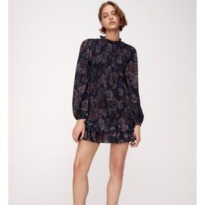 NWT Zara Smocked Floral Printed Mini Dress, Size M
